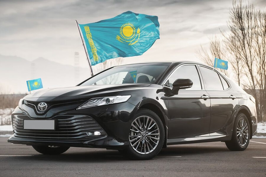 Авто с флагом Казахстана