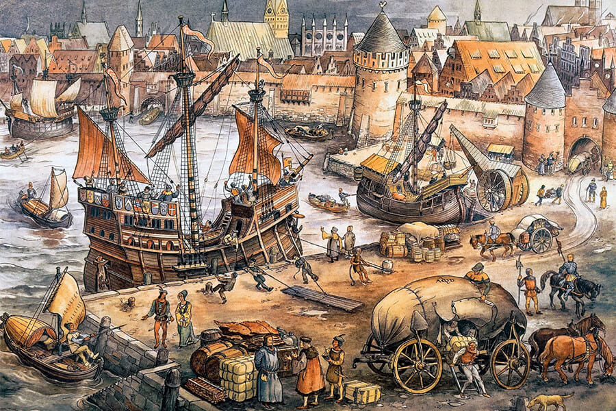 Средневековый торговый порт (рисунок)